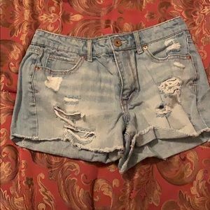 Ripped jean shorts